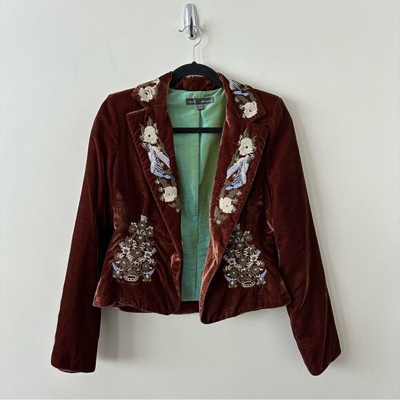 True Meaning-Brown Velvet with Floral Embroidery (Size:4) - Picture 1 of 13